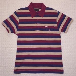 Obey striped four button polo